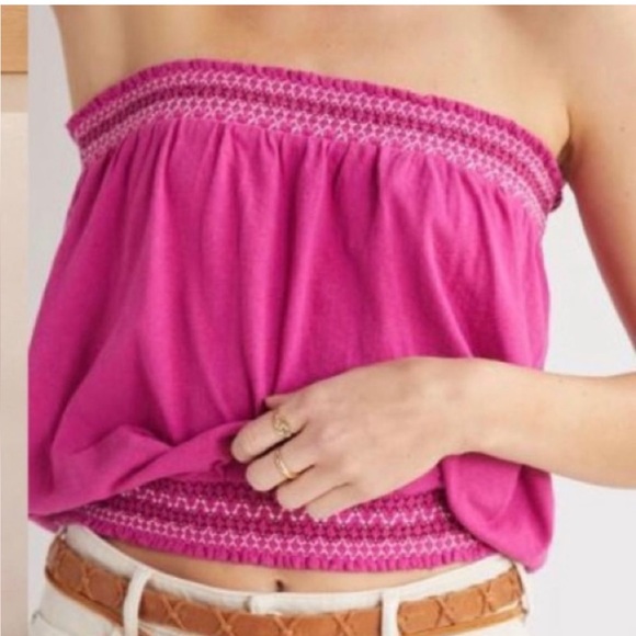 Anthropologie Tops - By Anthropologie- Blouson Tube Top, Raspberry, Size XL